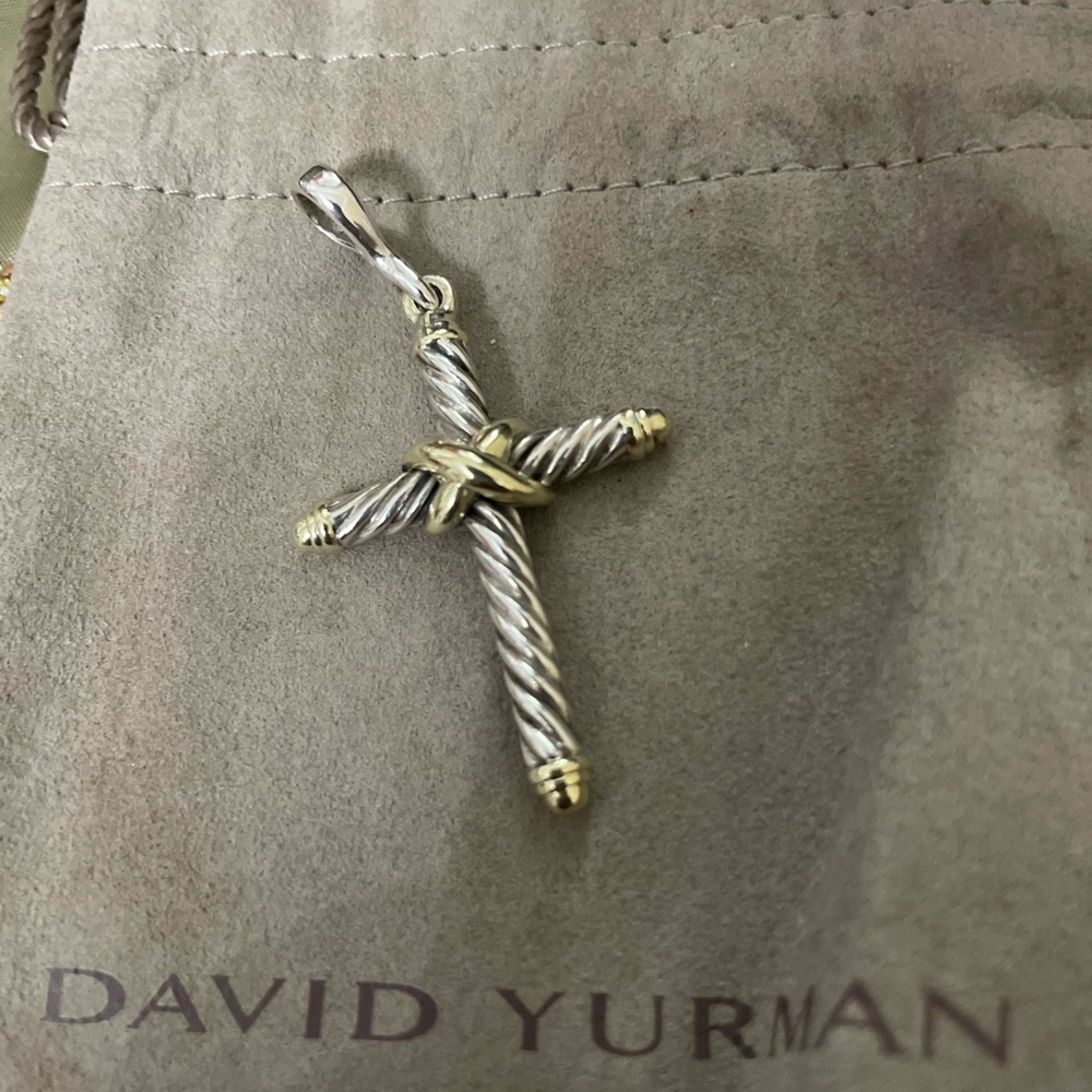 David Yurman Cross Pendant Sterling Silver and 14kt Yellow Gold